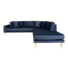 Ecksofa >Lido< in Dunkelblau, Velour - 257x76x92cm...