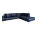 Ecksofa >Lido< in Dunkelblau, Velour - 257x76x92cm (BxHxT)