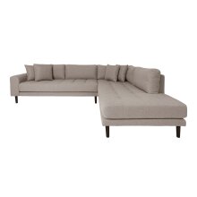 Ecksofa >Lido< in Stein, Stoff - 257x76x220cm (BxHxT)