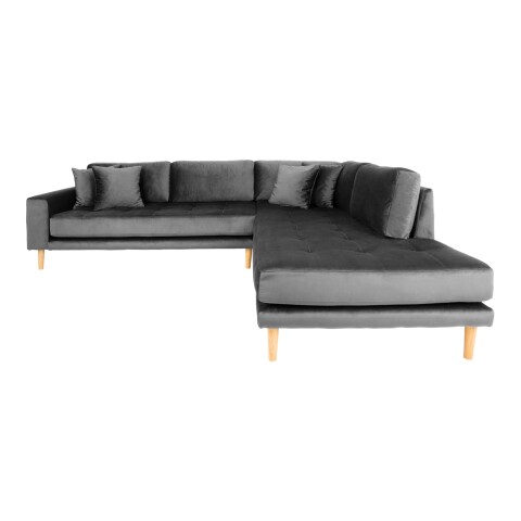 Ecksofa >Lido< in Dunkelgrau, Velour - 257x76x220cm (BxHxT)