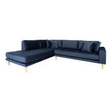 Ecksofa >Lido< in Dunkelblau, Velour - 257x76x220cm...
