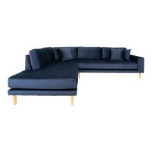 Ecksofa >Lido< in Dunkelblau, Velour - 257x76x220cm...