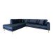 Ecksofa >Lido< in Dunkelblau, Velour - 257x76x220cm (BxHxT)