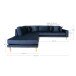 Ecksofa >Lido< in Dunkelblau, Velour - 257x76x220cm (BxHxT)