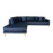 Ecksofa >Lido< in Dunkelblau, Velour - 257x76x220cm (BxHxT)