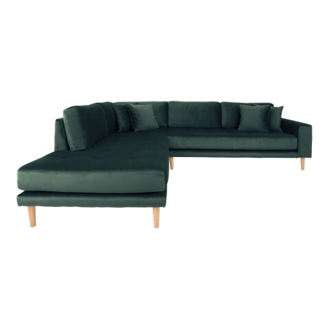Ecksofa >Lido< in Grün, Velour - 257x76x220cm (BxHxT)