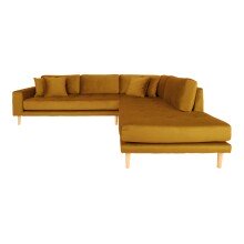 Ecksofa >Lido< in Senfgelb, Velour - 76x220cm (HxT)