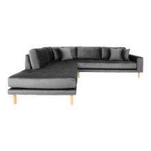 Ecksofa >Lido< in Dunkelgrau, Velour - 257x76x220cm...