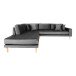 Ecksofa >Lido< in Dunkelgrau, Velour - 257x76x220cm (BxHxT)