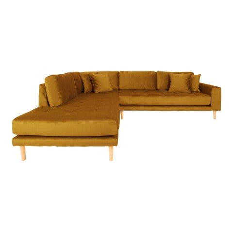 Ecksofa >Lido< in Senfgelb, Velour - 76x220cm (HxT)