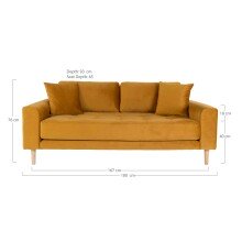 2,5-Sitzer >Lido< in Senfgelb, Velour - 180x76x93cm (BxHxT)