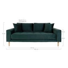 2,5-Sitzer >Lido< in Grün, Velour - 180x76x93cm (BxHxT)