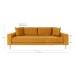 3-Sitzer >Lido< in Senfgelb, Velour - 210x76x93cm (BxHxT)