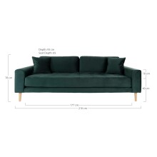 3-Sitzer >Lido< in Grün, Velour - 210x76x93cm (BxHxT)