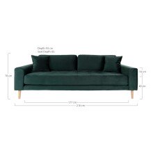 3-Sitzer >Lido< in Grün, Velour - 210x76x93cm (BxHxT)