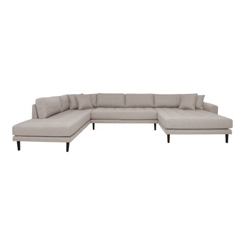 Wohnlandschaft >Lido< in Grau, Stoff - 370x76x220cm (BxHxT)
