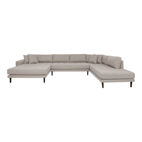 Wohnlandschaft >Lido< in Grau, Stoff - 370x76x220cm (BxHxT)