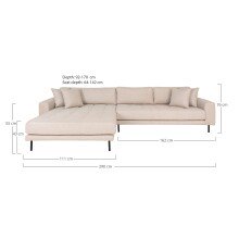 Wohnlandschaft >Lido< in Beige, Stoff - 290x76x92cm (BxHxT)