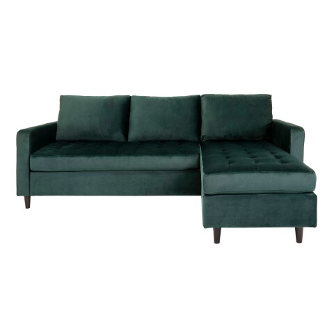 Ecksofa >Firenze< in Grün, Velour - 219x80x83cm (BxHxT)