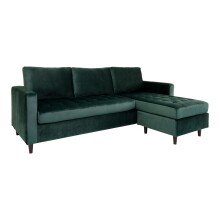 Ecksofa >Firenze< in Grün, Velour - 219x80x83cm (BxHxT)