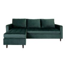 Ecksofa >Firenze< in Grün, Velour - 219x80x83cm (BxHxT)