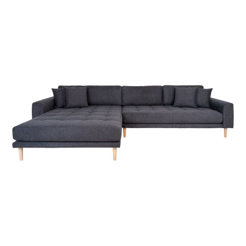 Ecksofa >Lido< in Dunkelgrau, Stoff - 290x76x92cm (BxHxT)