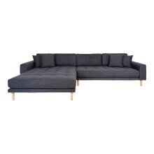 Ecksofa >Lido< in Dunkelgrau, Stoff - 290x76x92cm...
