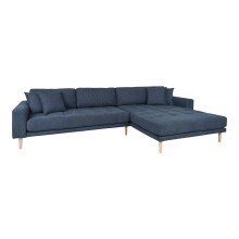 Ecksofa >Lido< in Dunkelblau, Stoff - 290x76x92cm (BxHxT)