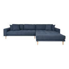 Ecksofa >Lido< in Dunkelblau, Stoff - 290x76x92cm...