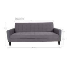 Schlafsofa >Milton< in Dunkelgrau, Stoff - 109x81x204cm (BxHxT)