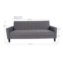 Schlafsofa >Milton< in Dunkelgrau, Stoff - 109x81x204cm (BxHxT)
