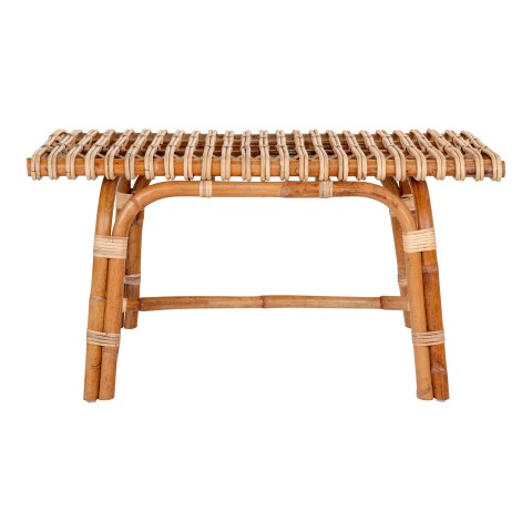 Sitzbank >Aveiro< in Braun, Rattan - 90x46x48cm (BxHxT)