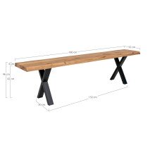 Sitzbank >Toulon< in Braun, Eiche-Massiv - 32x46x180cm (BxHxT)