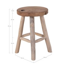 Hocker >Badia< in Hellbraun, Teak - 30x45x30cm (BxHxT)