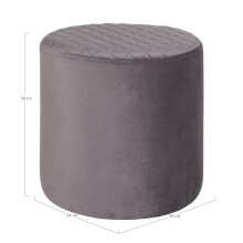 Pouf >Ejby< in Grau, Velour - 34x36x34cm (BxHxT)