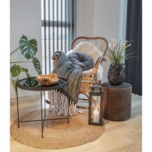 Pouf >Ejby< in Grau, Velour - 34x36x34cm (BxHxT)