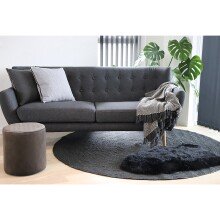 Pouf >Ejby< in Grau, Velour - 34x36x34cm (BxHxT)