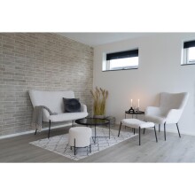 Fußhocker >Glasgow< in Weiss, Stoff - 61x36x41cm (BxHxT)
