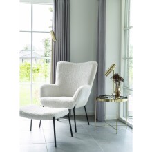 Fußhocker >Glasgow< in Weiss, Stoff - 61x36x41cm (BxHxT)