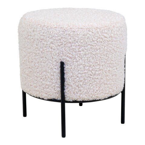 Pouf >Alford< in Weiss, Stoff - 35,5x37x35,5cm (BxHxT)