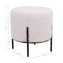 Pouf >Alford< in Weiss, Stoff - 35,5x37x35,5cm (BxHxT)