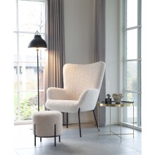 Pouf >Alford< in Weiss, Stoff - 35,5x37x35,5cm (BxHxT)