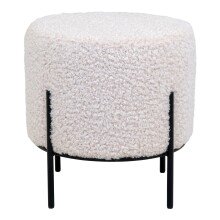 Pouf >Alford< in Weiss, Stoff - 35,5x37x35,5cm (BxHxT)