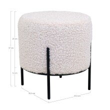Pouf >Alford< in Weiss, Stoff - 35,5x37x35,5cm (BxHxT)