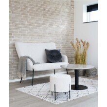 Pouf >Alford< in Weiss, Stoff - 35,5x37x35,5cm (BxHxT)