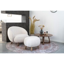 Fußhocker >Savona< in Weiss, Stoff - 60x37x50cm (BxHxT)