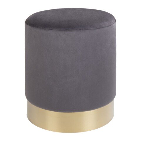 Pouf >Gamby< in Grau, Velour - 34x43x34cm (BxHxT)