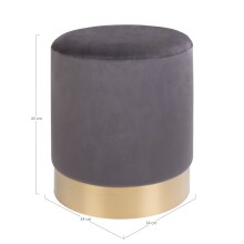 Pouf >Gamby< in Grau, Velour - 34x43x34cm (BxHxT)