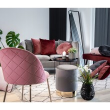 Pouf >Gamby< in Grau, Velour - 34x43x34cm (BxHxT)