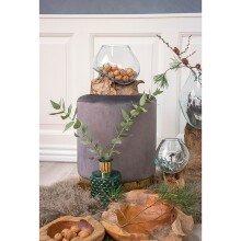 Pouf >Gamby< in Grau, Velour - 34x43x34cm (BxHxT)